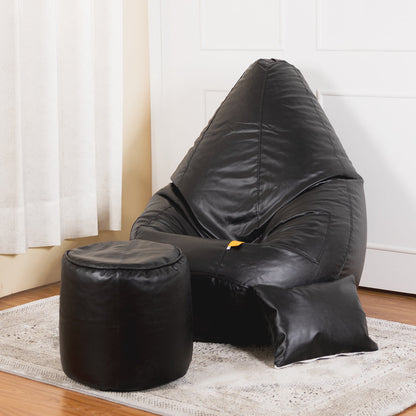 XXXXL Teardrop Filled Bean Bag with Footrest and Cushions