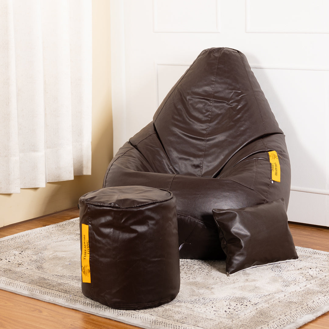 XXXXL Teardrop Filled Bean Bag with Footrest and Cushions