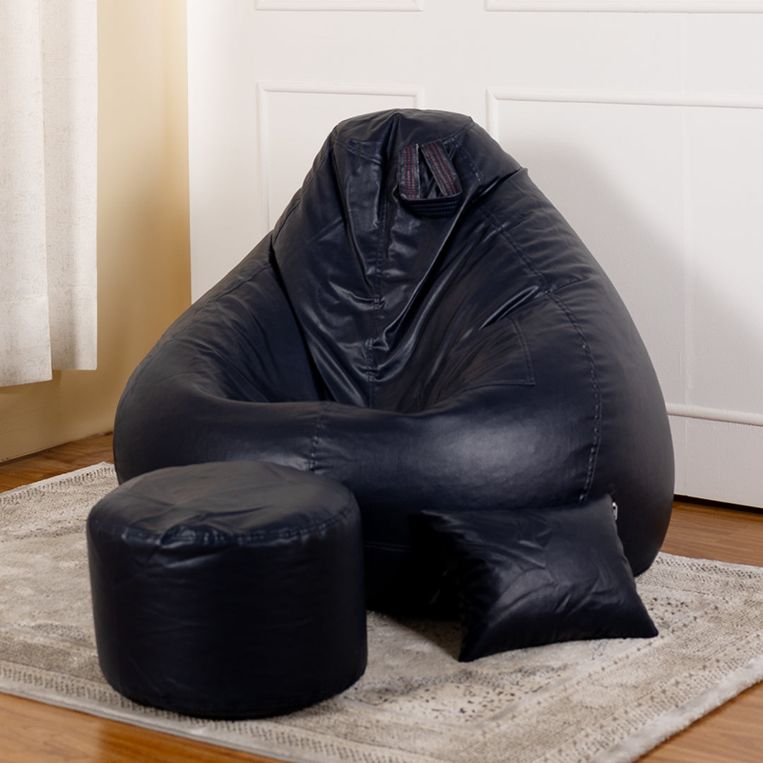 XXXXL Teardrop Filled Bean Bag with Footrest and Cushions