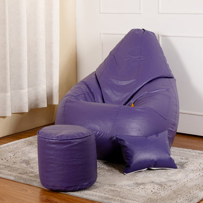 XXXXL Teardrop Filled Bean Bag with Footrest and Cushions