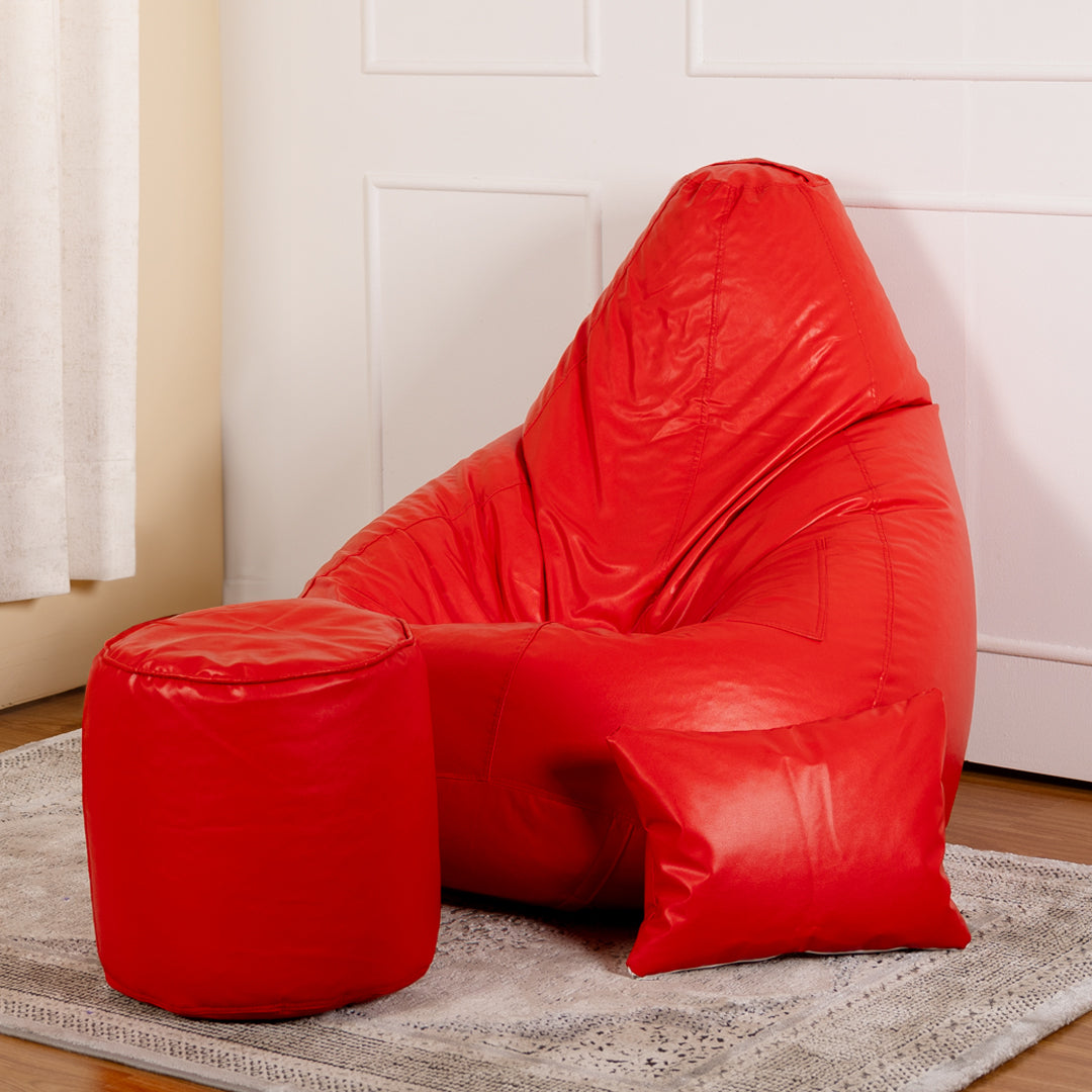 XXXXL Teardrop Filled Bean Bag with Footrest and Cushions