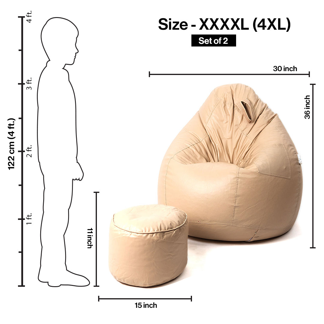 4XL Tear Drop Bean Bag with Footrest Filled