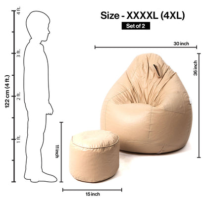 4XL Tear Drop Bean Bag with Footrest Filled