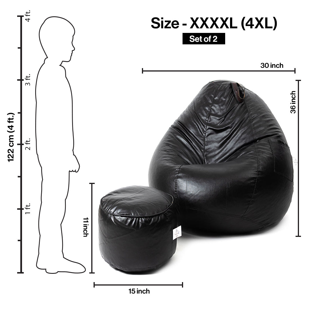 4XL Tear Drop Bean Bag with Footrest Filled
