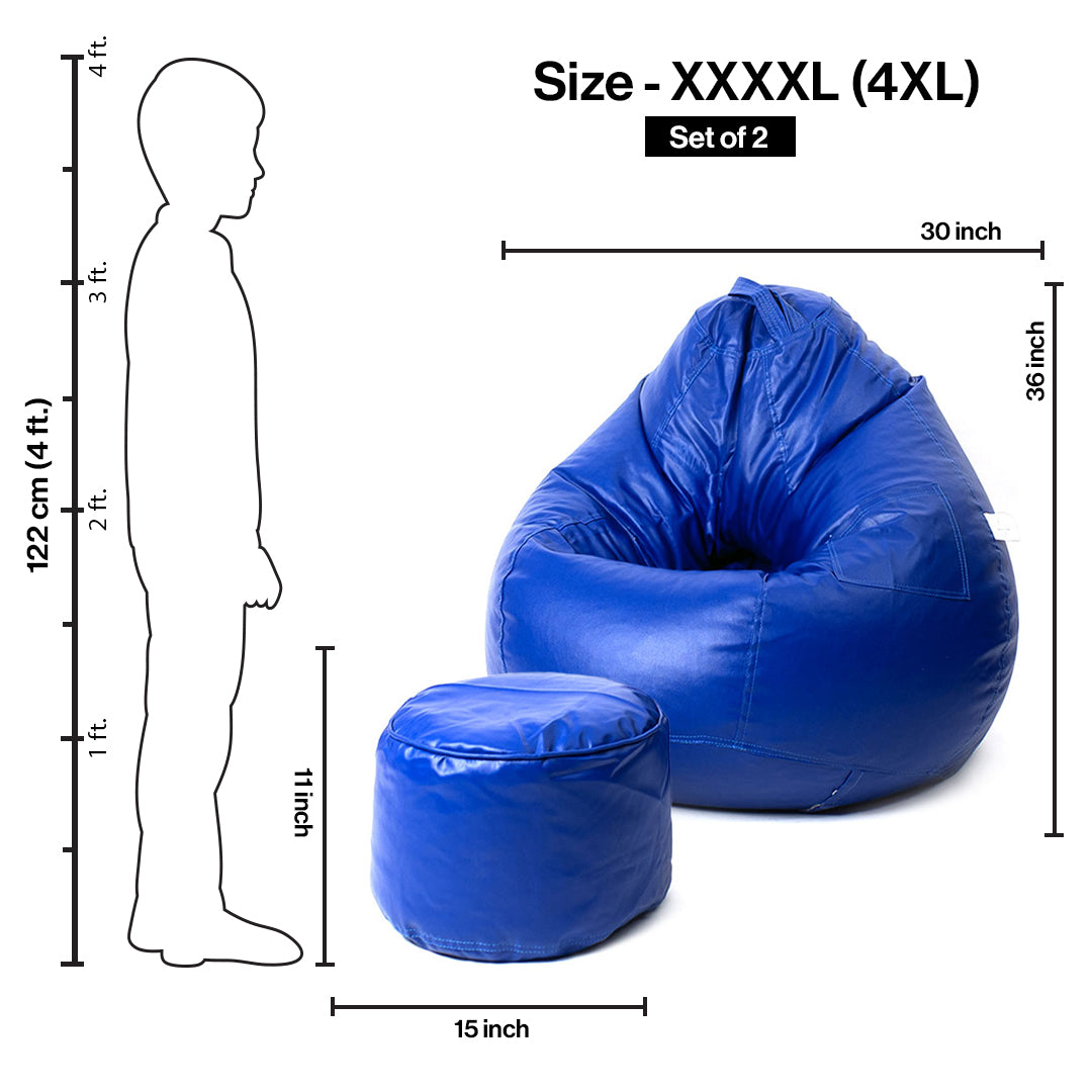 4XL Tear Drop Bean Bag with Footrest Filled