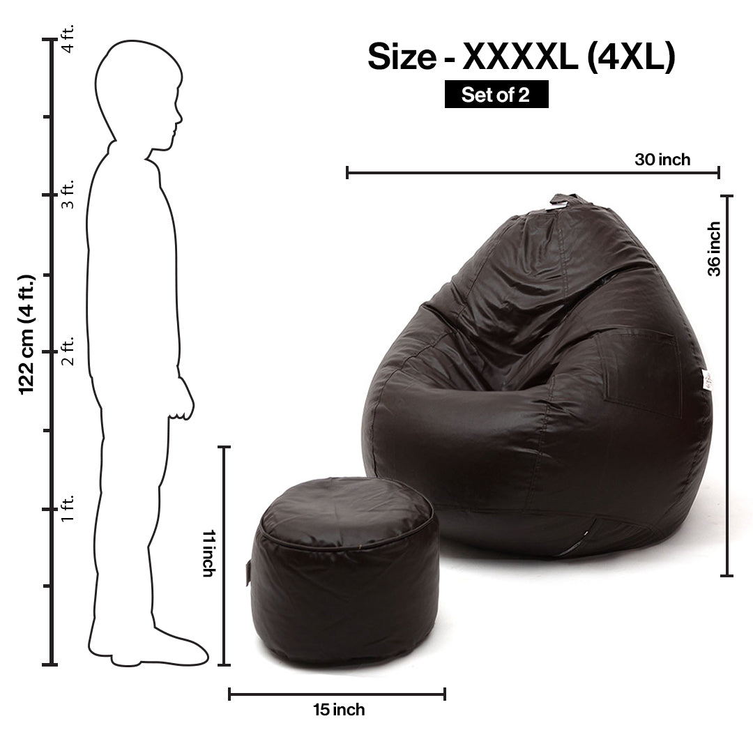 4XL Tear Drop Bean Bag with Footrest Filled