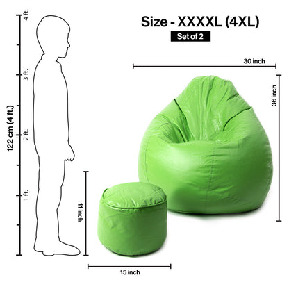 4XL Tear Drop Bean Bag with Footrest Filled