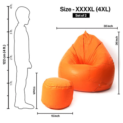 4XL Tear Drop Bean Bag with Footrest Filled