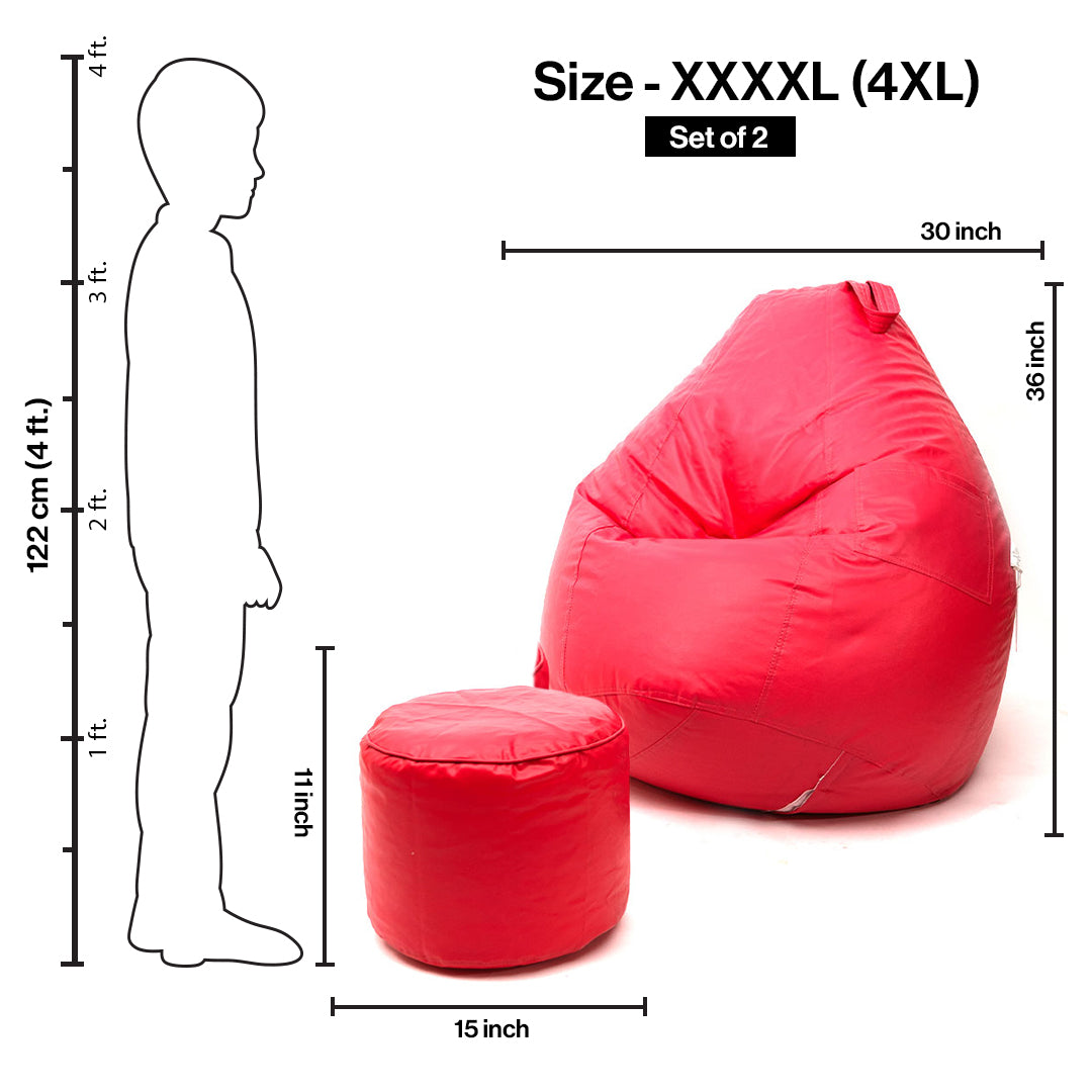 4XL Tear Drop Bean Bag with Footrest Filled