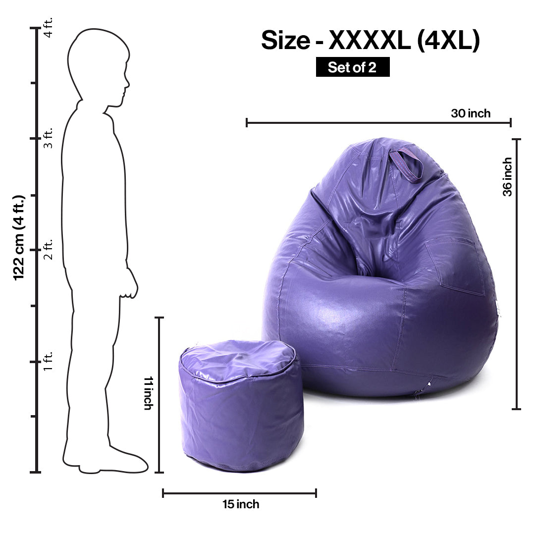 4XL Tear Drop Bean Bag with Footrest Filled