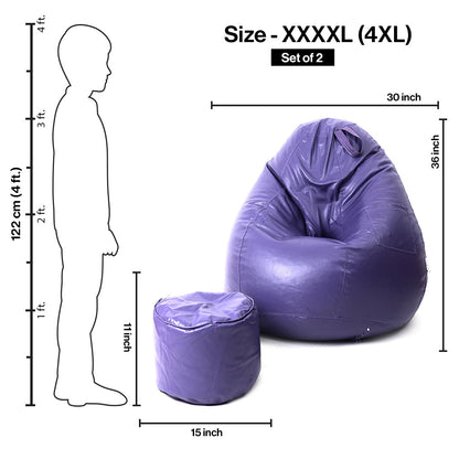 4XL Tear Drop Bean Bag with Footrest Filled