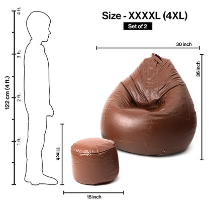 4XL Tear Drop Bean Bag with Footrest Filled