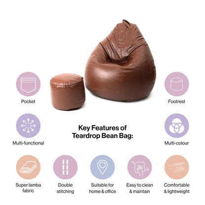 4XL Tear Drop Bean Bag with Footrest Filled