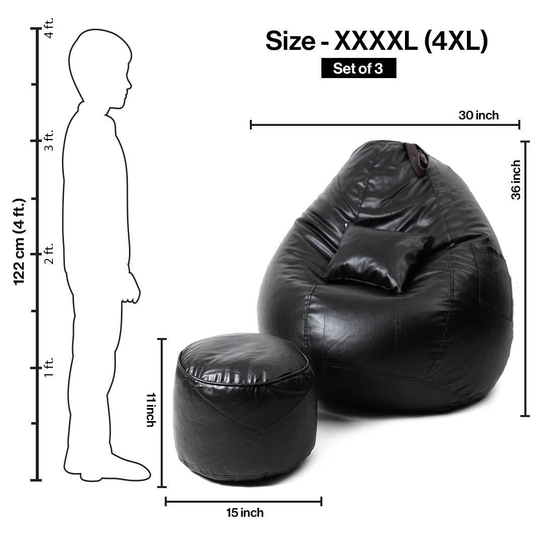 XXXXL Teardrop Filled Bean Bag with Footrest and Cushions