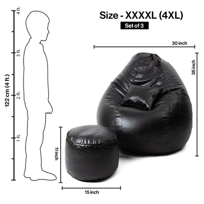 XXXXL Teardrop Filled Bean Bag with Footrest and Cushions