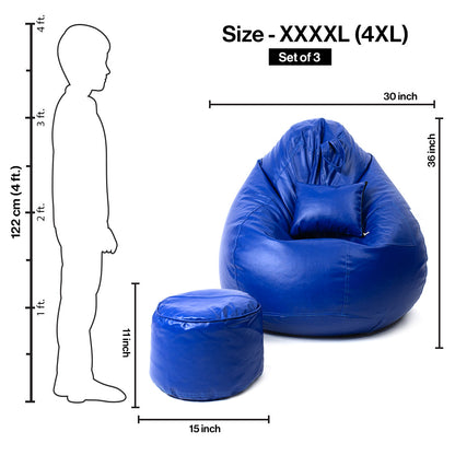 XXXXL Teardrop Filled Bean Bag with Footrest and Cushions