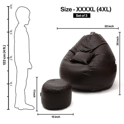 XXXXL Teardrop Filled Bean Bag with Footrest and Cushions