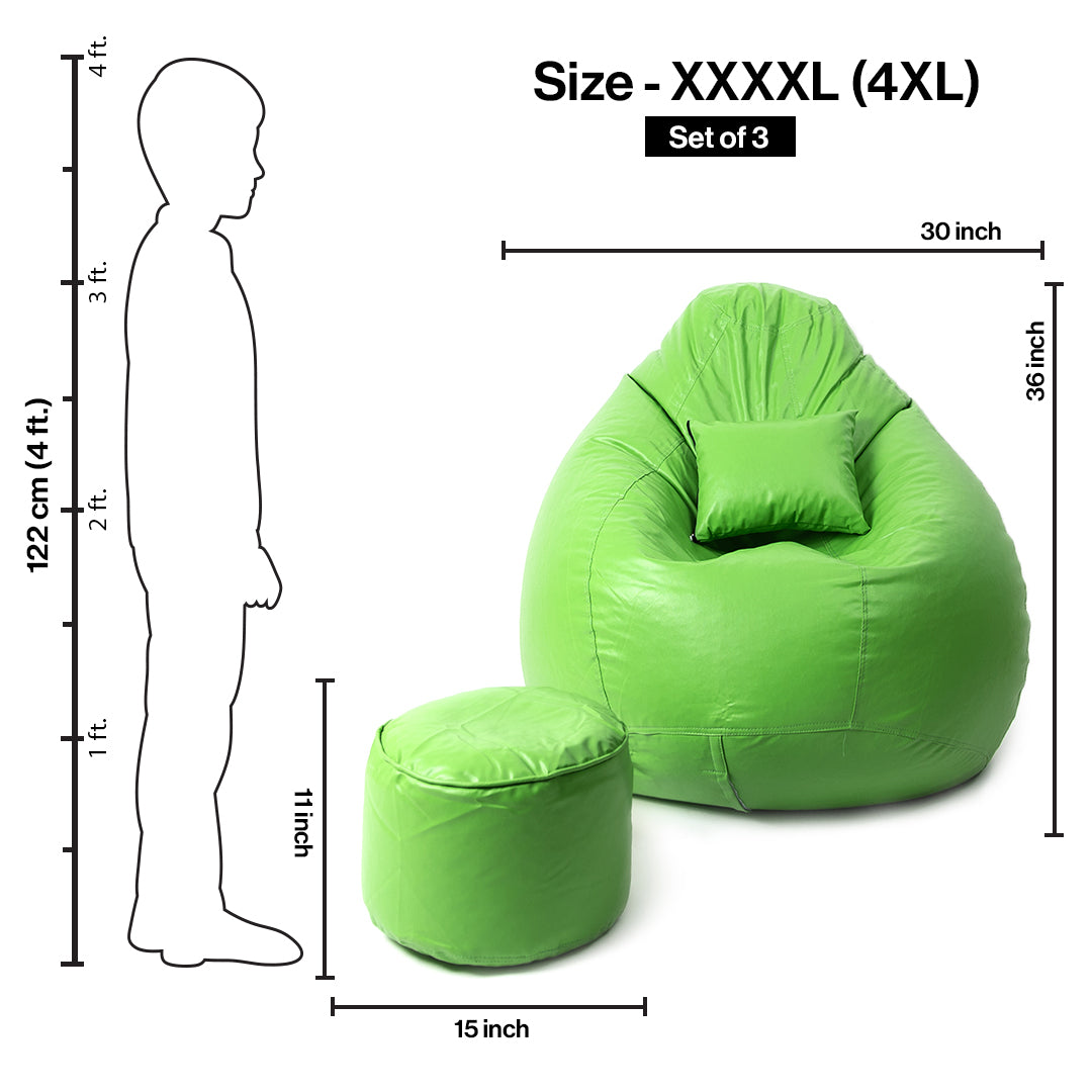 XXXXL Teardrop Filled Bean Bag with Footrest and Cushions