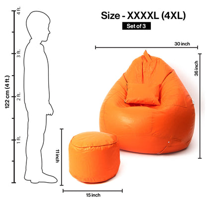 XXXXL Teardrop Filled Bean Bag with Footrest and Cushions