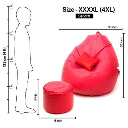 XXXXL Teardrop Filled Bean Bag with Footrest and Cushions