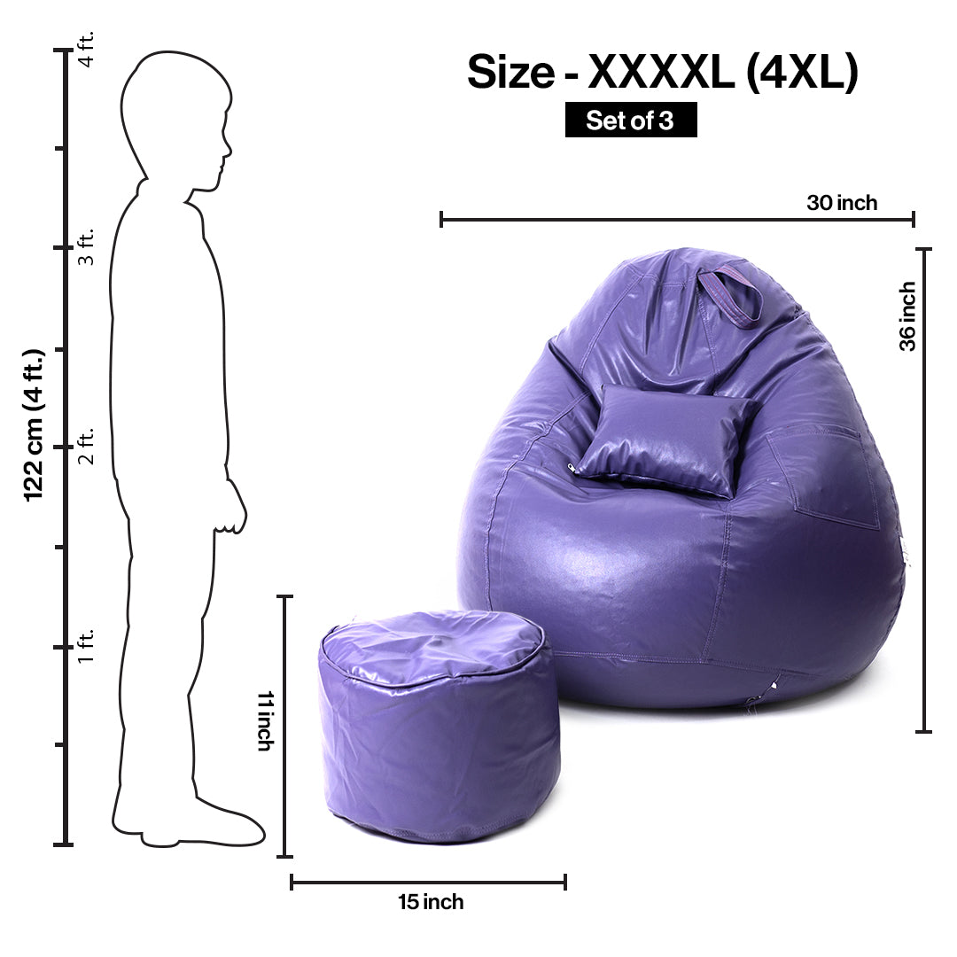 XXXXL Teardrop Filled Bean Bag with Footrest and Cushions