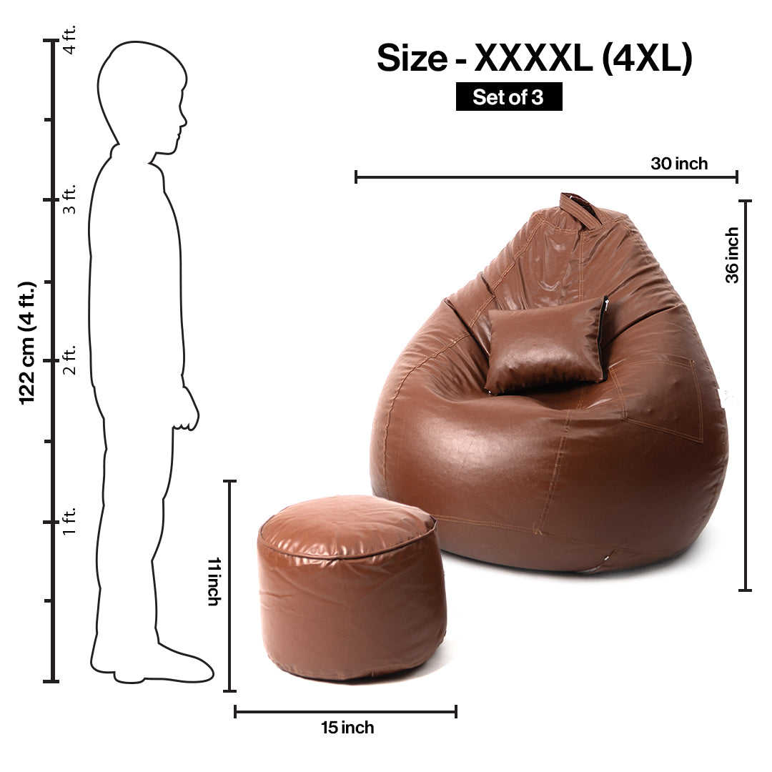 XXXXL Teardrop Filled Bean Bag with Footrest and Cushions