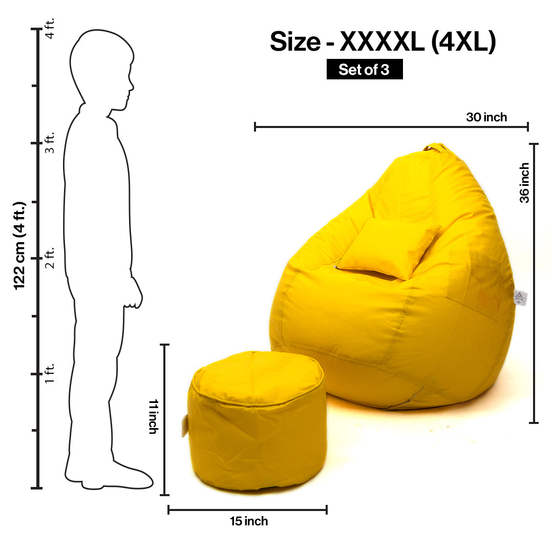 XXXXL Teardrop Filled Bean Bag with Footrest and Cushions