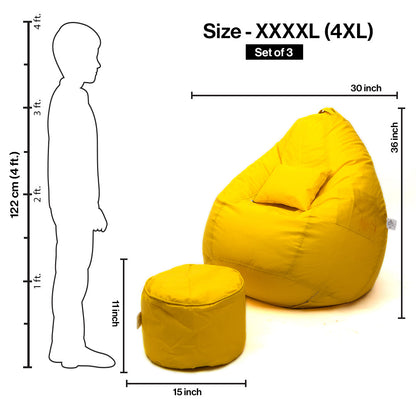 XXXXL Teardrop Filled Bean Bag with Footrest and Cushions