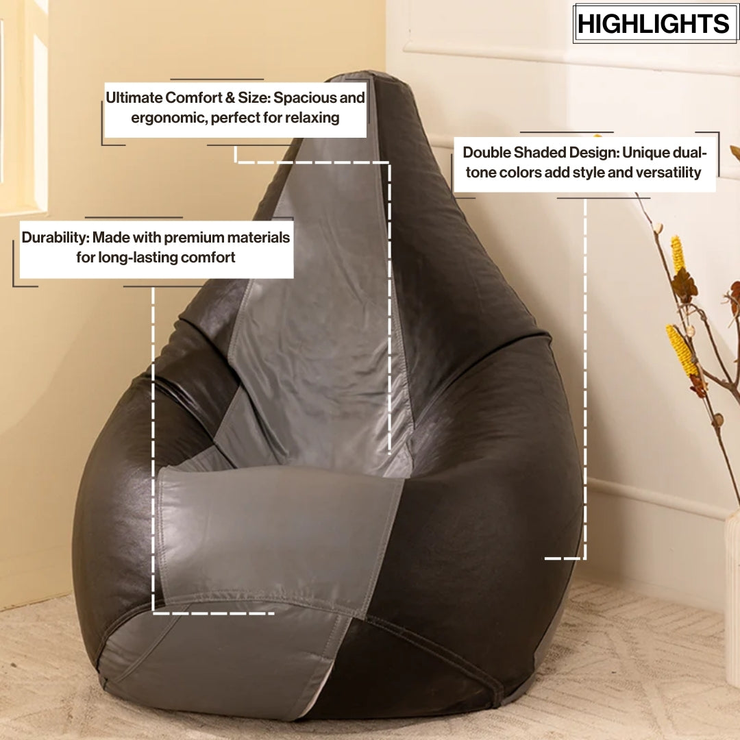 3XL Double-Shaded Teardrop Bean Bag with Beans-Light Shades