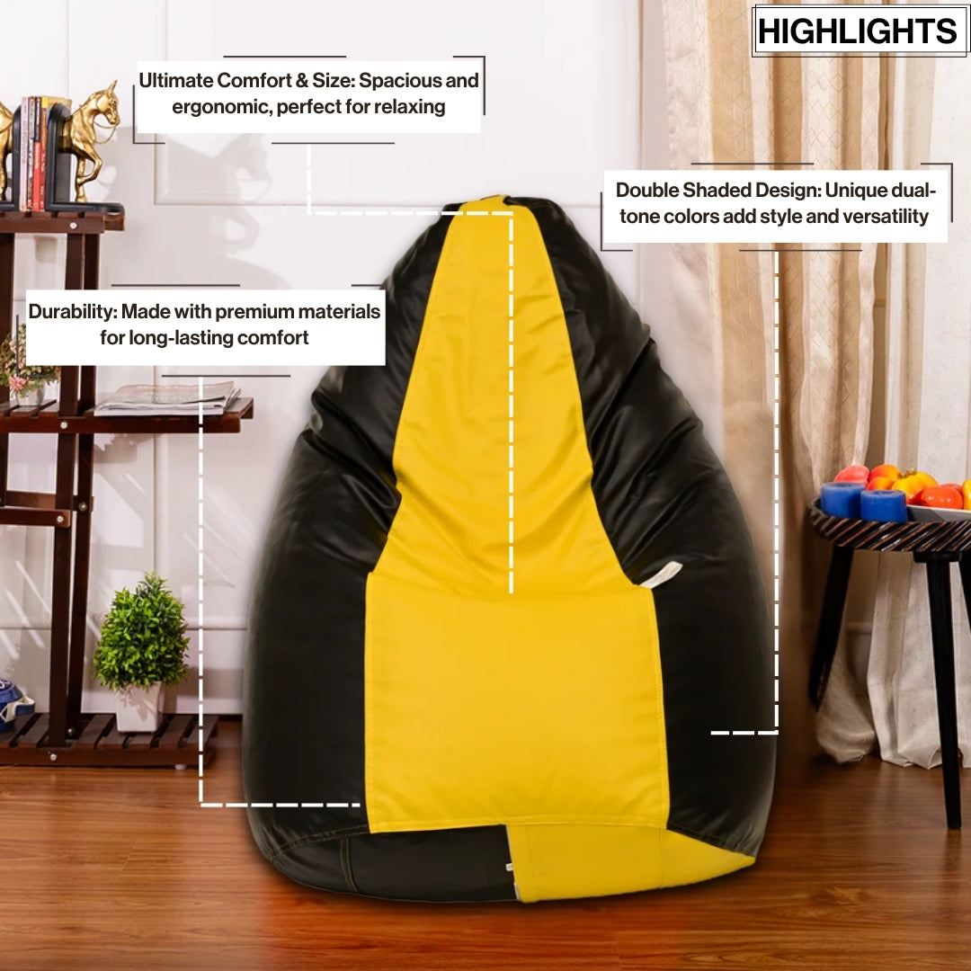 3XL Double-Shaded Teardrop Bean Bag with Beans-Light Shades