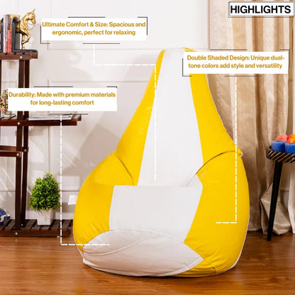3XL Double-Shaded Teardrop Bean Bag with Beans-Light Shades