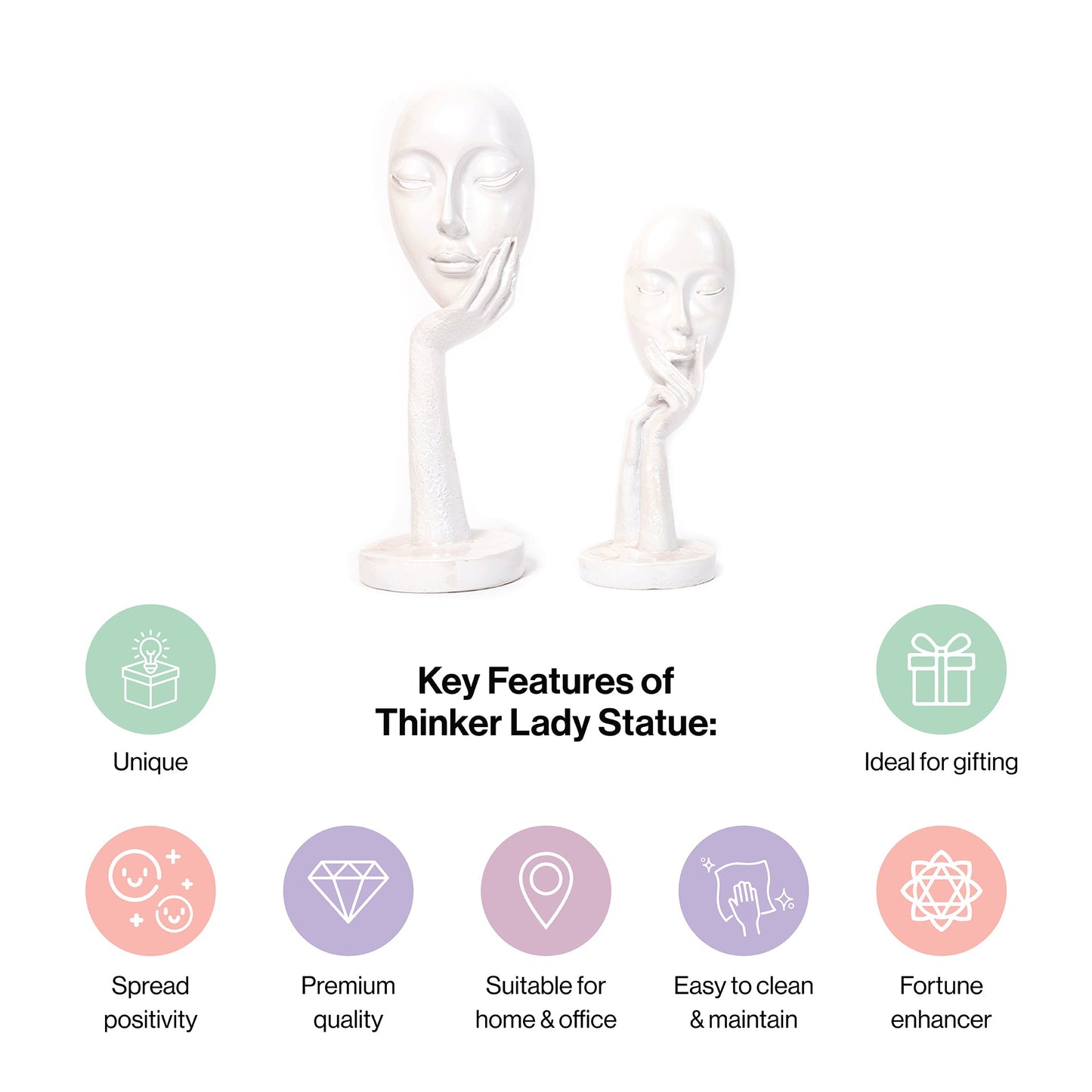 Abstract The White Thinker Lady Statue Face Art For Home Decor