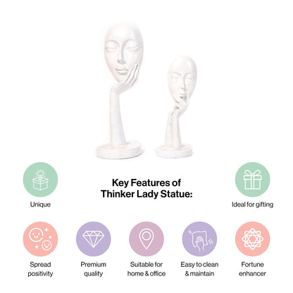 Abstract The White Thinker Lady Statue Face Art For Home Decor