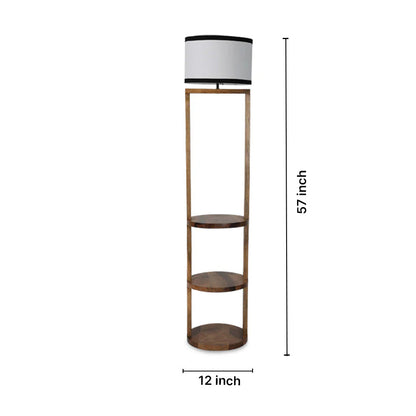 Tiered Wooden Shelf Floor Lamp