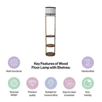 Tiered Wooden Shelf Floor Lamp