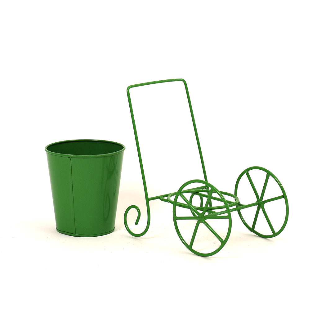 Cart Design Table Top Planter Stand in Green