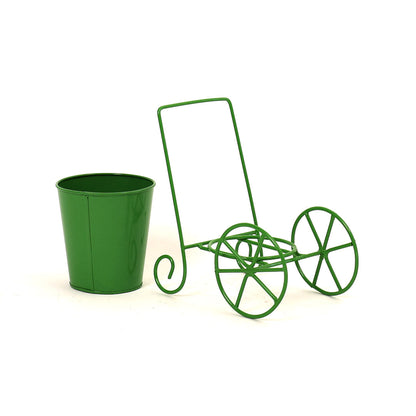 Cart Design Table Top Planter Stand in Green