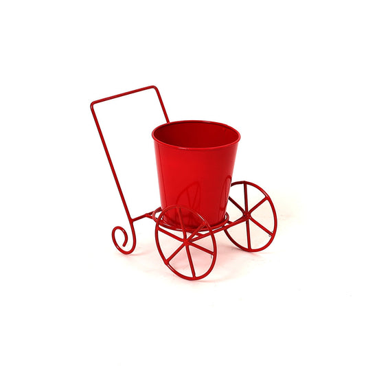 Cart Design Table Top Planter Stand in Red