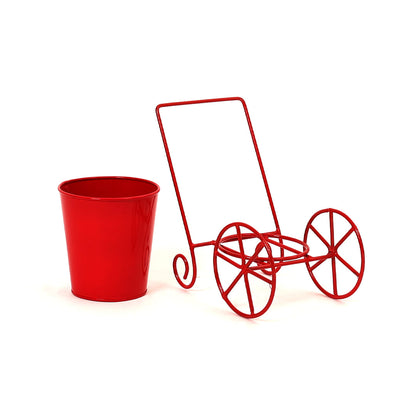 Cart Design Table Top Planter Stand in Red