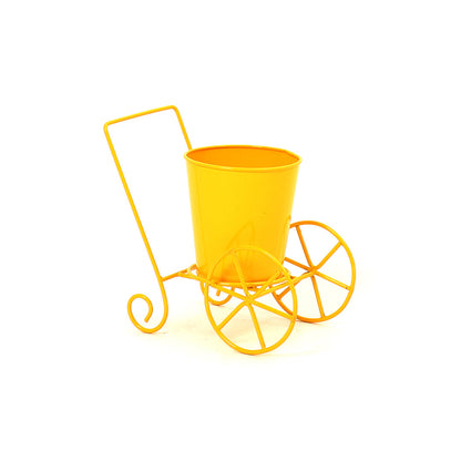 Cart Design Table Top Planter Stand in Yellow