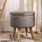 Velvet Ottoman Pouffe Stool with Piping