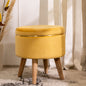 Velvet Ottoman Pouffe Stool with Piping