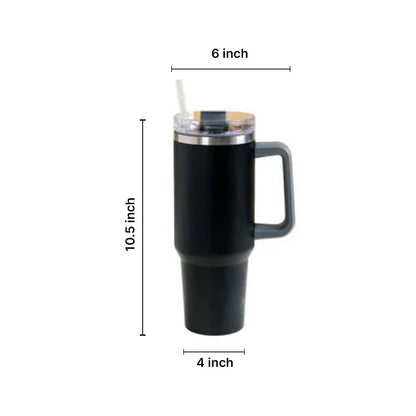 Stainless Steel Insulated Reusable Water Bottle with Lid in Black