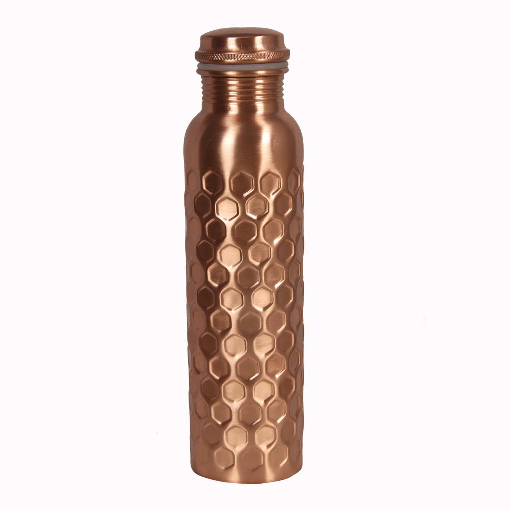 Diamond Cut Copper Water Bottle for Kitchen Decor