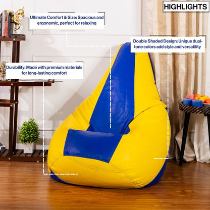 3XL Double-Shaded Teardrop Bean Bag with Beans-Light Shades