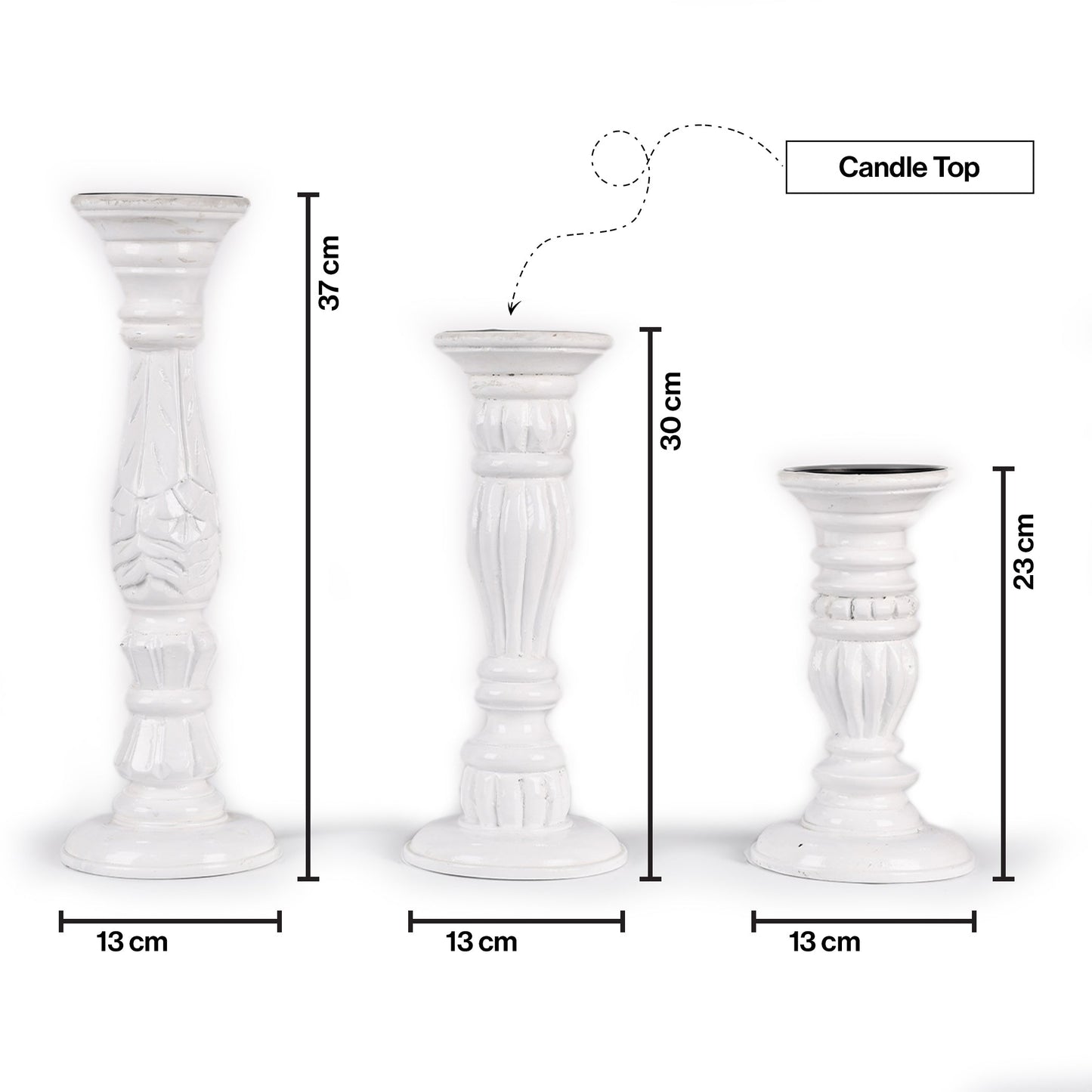 Wooden Candle Holders Handcrafted Stand For Home Decor-Set of 3