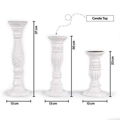 Wooden Candle Holders Handcrafted Stand For Home Decor-Set of 3