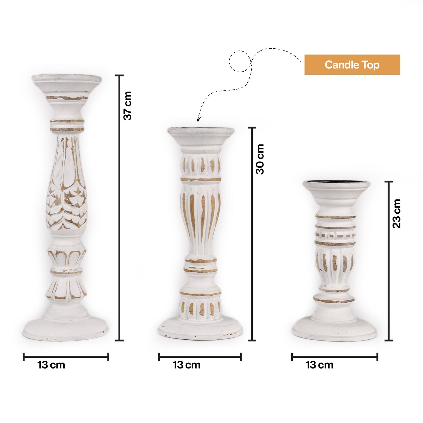 Wooden Candle Holders Handcrafted Stand For Home Decor-Set of 3