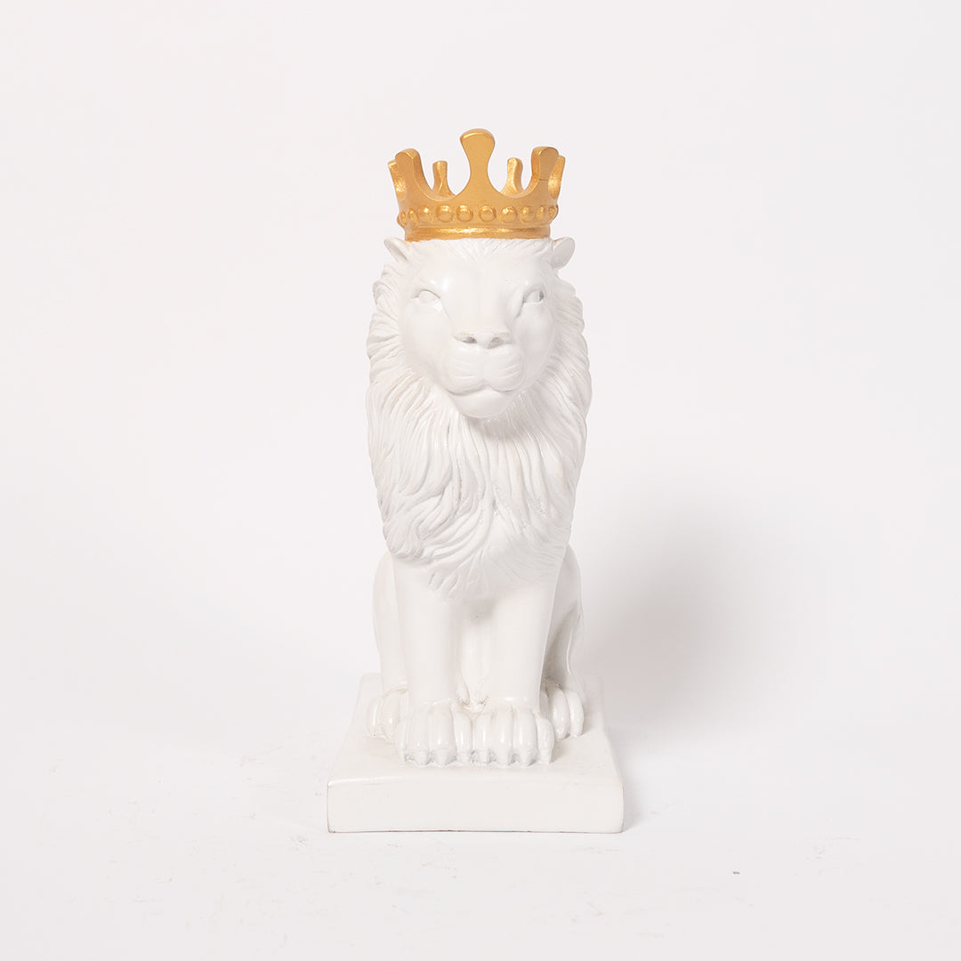 Artistic Nordic Minimalist Regal Lion in White for Home Decor