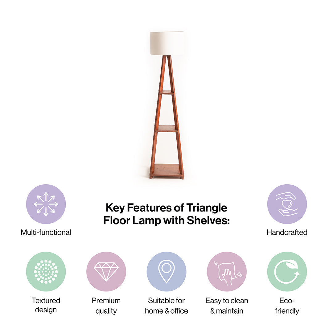 Wooden Floor Lamp With Shelves